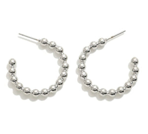 Beaded Hoops - Silver