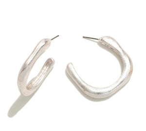 Rounded Square Metal Hoops - Silver